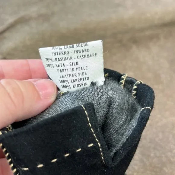 Loro Piana Lamb Suede Cashmere Suede Gloves black Stitch - Picture 7 of 7